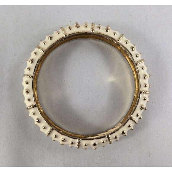 Lilly Pulitzer Bracelet Gold Plated Cream Enamel Sea Urchin Bangle VTG Signed - Picture 4 of 14